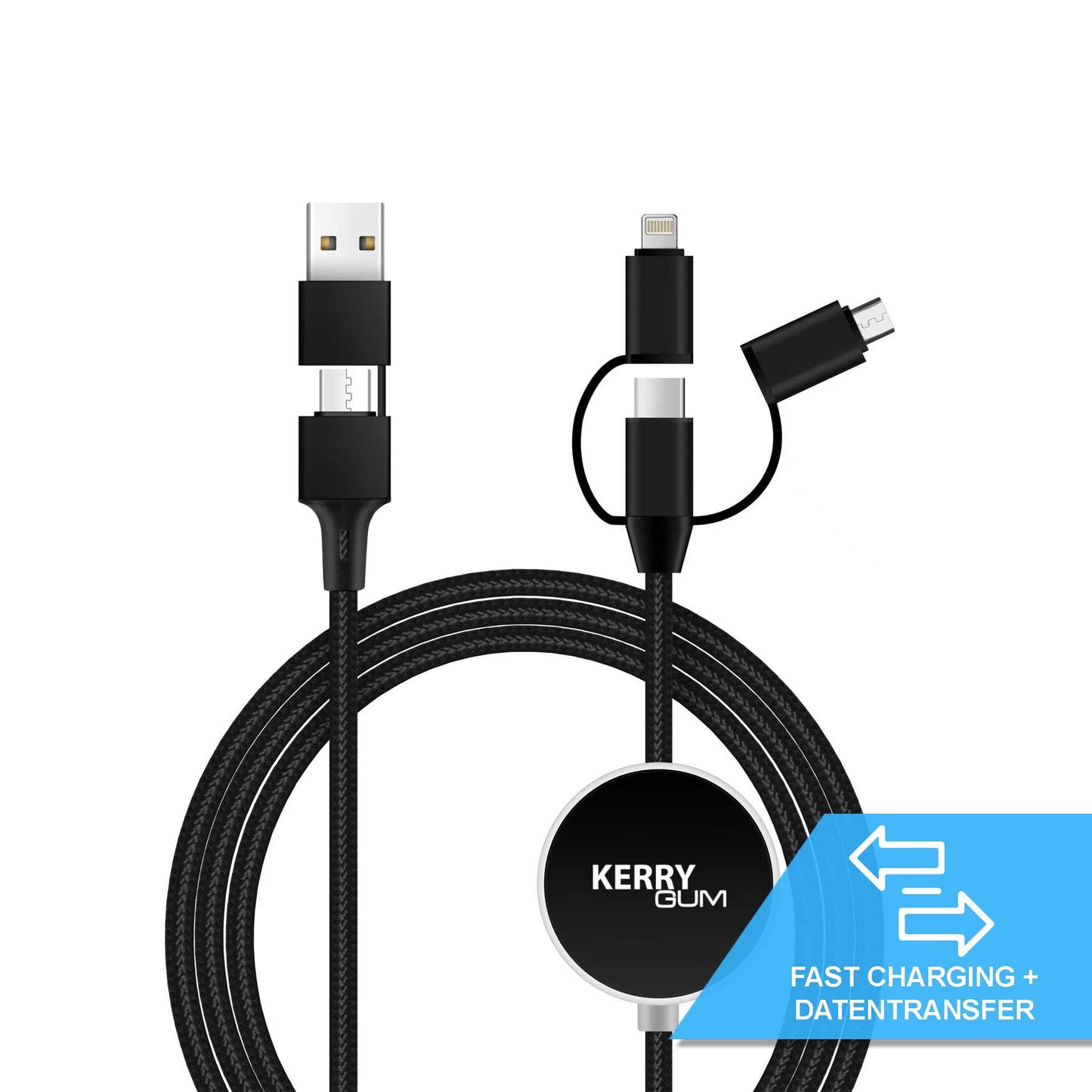MagCable 5in1 LED long "easy" 60W USB-Schnellladekabel